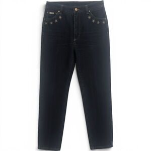 Escada Jeans Womens 24 High Rise Straight Dark Indigo Blue Anchor Star EUC‎